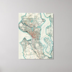 Impressão Em Tela Mapa do vintage de Seattle Washington (1911)
