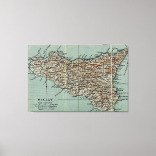 Impressão Em Tela Mapa do vintage de Sicília Italia (1911)