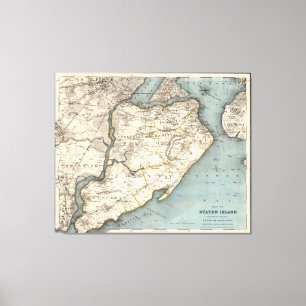 Impressão Em Tela Mapa do vintage de Staten Island NY (1896)