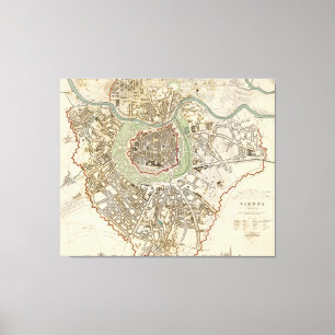 Impressão Em Tela Mapa do vintage de Viena Áustria (1833)
