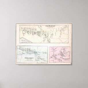 Impressão Em Tela Mapa do vintage do Hamptons (1873)