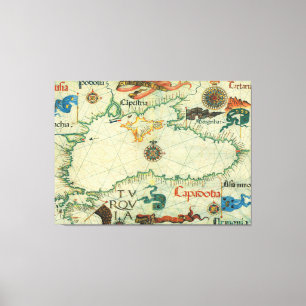 Impressão Em Tela Mapa do vintage do Mar Negro (1559)