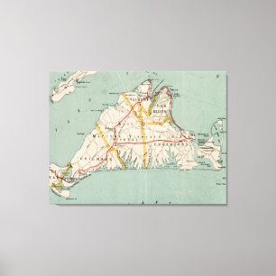 Impressão Em Tela Mapa do vintage do Martha's Vineyard (1917)