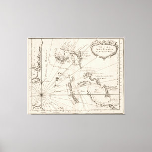 Impressão Em Tela Mapa do vintage dos Bahamas (1764)