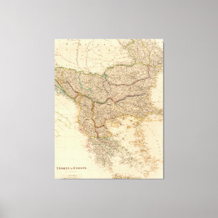 Impressão Em Tela Mapa do vintage dos Balcãs (1832)