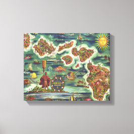 Impressão Em Tela Mapa Dole do Havaí em 1950