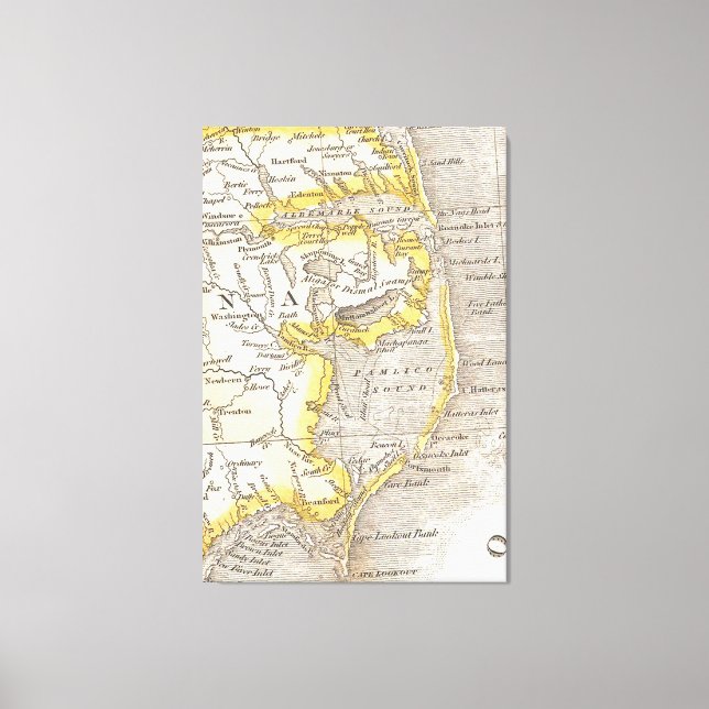 Impressão Em Tela Mapa dos bancos externos (1818) (Frente)