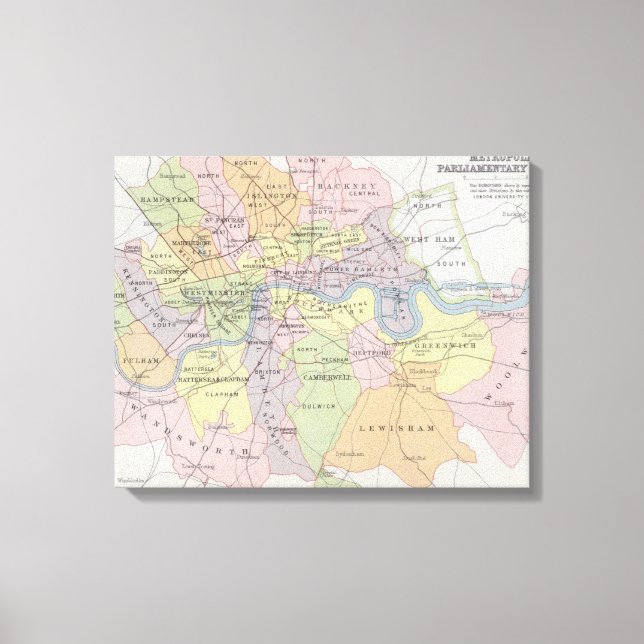 Impressão Em Tela Mapa dos distritos parlamentares metropolitanos (Frente)