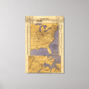 Impressão Em Tela Mapa dos estados atlânticos