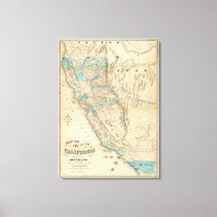 Impressão Em Tela Mapa dos Estados da Califórnia