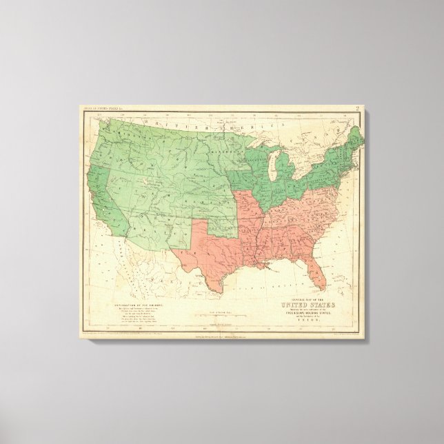 Impressão Em Tela Mapa dos Estados Unidos 3 (Frente)