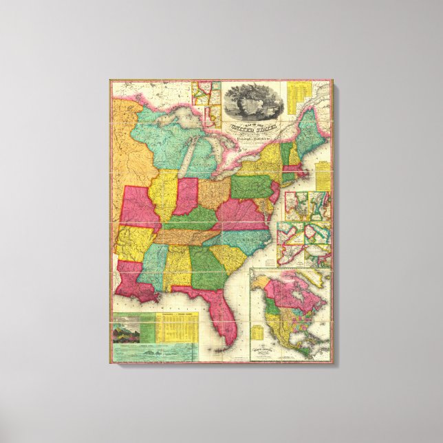 Impressão Em Tela Mapa dos Estados Unidos 3 (Frente)