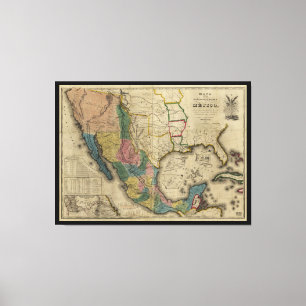 Impressão Em Tela Mapa dos Estados Unidos de México (1847)