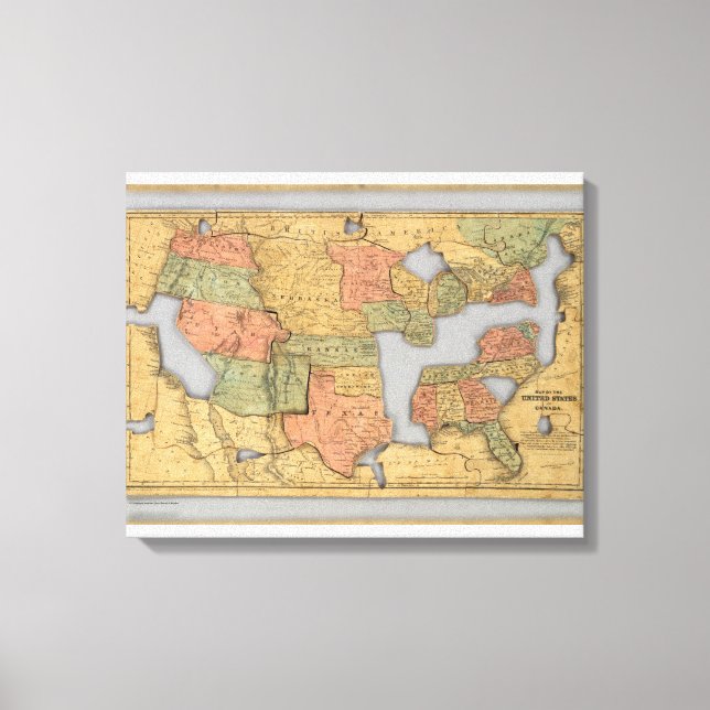 Impressão Em Tela Mapa dos Estados Unidos e do Canadá (Frente)