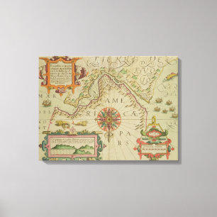 Impressão Em Tela Mapa dos passos de Magellan, Patagonia, do M