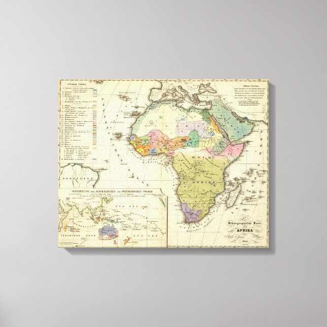 Impressão Em Tela Mapa etnográfico da África (Frente)