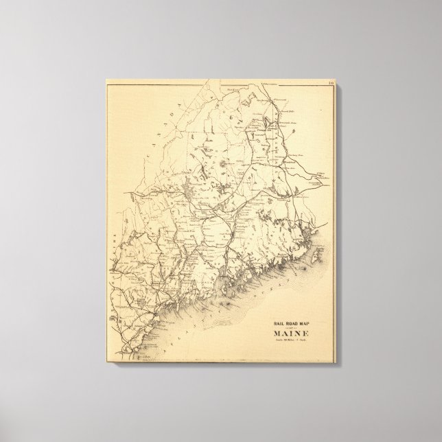 Impressão Em Tela Mapa ferroviário do Maine (Frente)