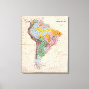 Impressão Em Tela Mapa físico de Ámérica do Sul