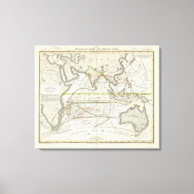 Impressão Em Tela Mapa físico dos mares indianos (Frente)