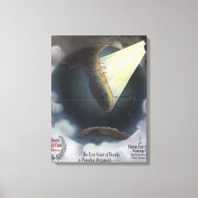 IMPRESSÃO EM TELA MAPA: FLORIDA, 1898 (Frente)