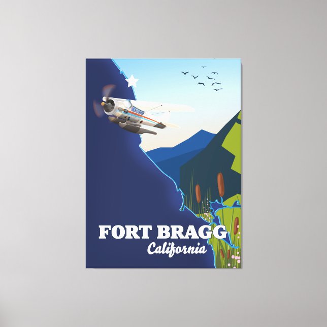 Impressão Em Tela mapa Fort Bragg California (Frente)