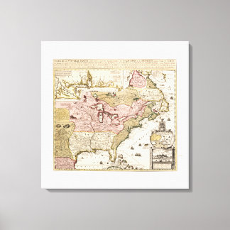 Impressão Em Tela Mapa francês medieval do Quebec/Nouvelle-França - 