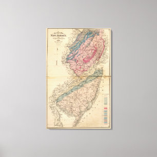 Impressão Em Tela Mapa Geological de New-jersey