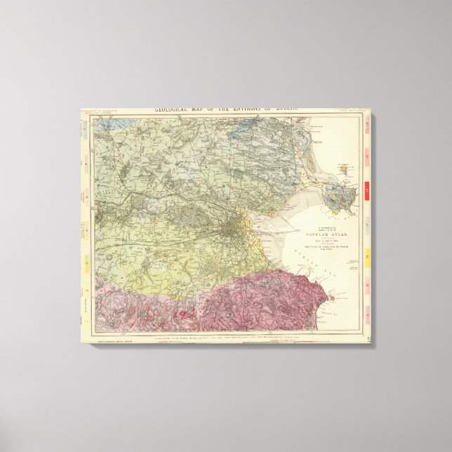 Impressão Em Tela Mapa geológico de Dublin (Frente)