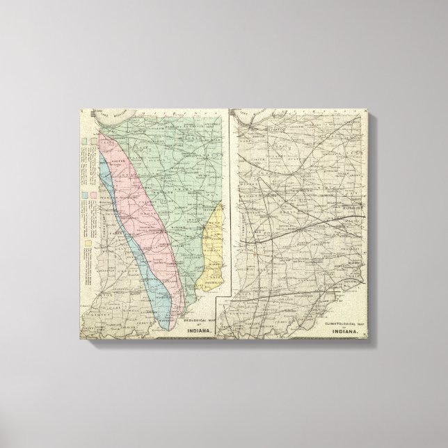 Impressão Em Tela Mapa geológico de Indiana (Frente)