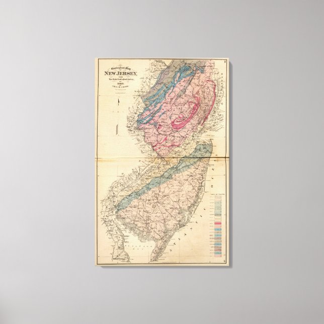 Impressão Em Tela Mapa geológico de Nova Jersey (Frente)