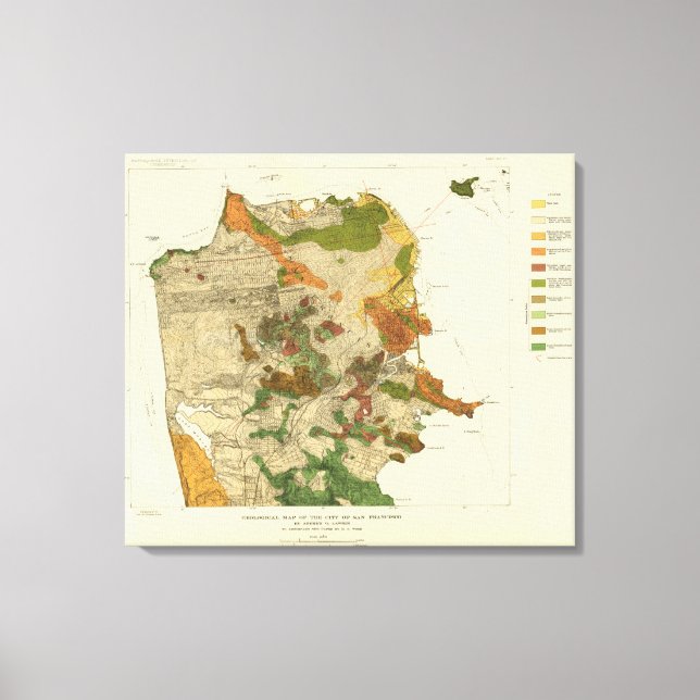 Impressão Em Tela Mapa geológico de São Francisco (Frente)