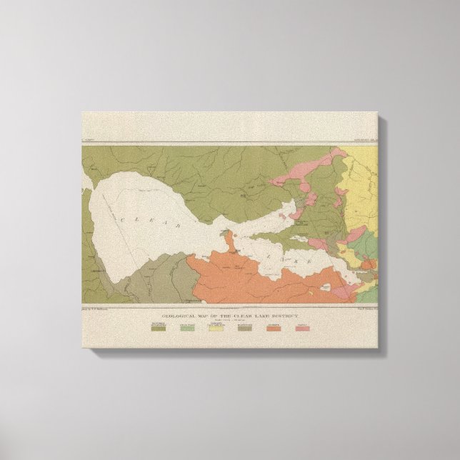 Impressão Em Tela Mapa Geológico do Distrito de Clear Lake (Frente)