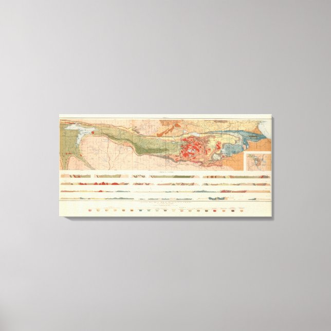 Impressão Em Tela Mapa Geológico Geral do Distrito de Marquette (Frente)