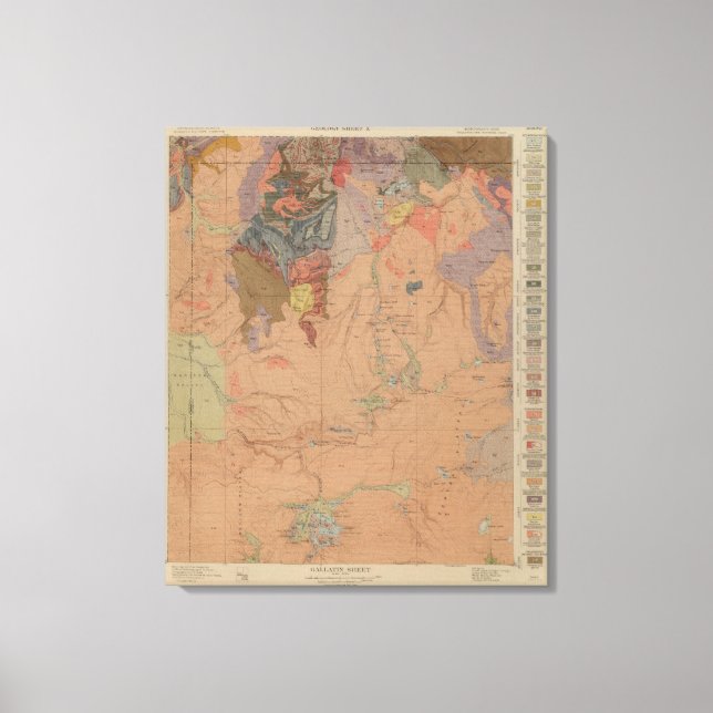 Impressão Em Tela Mapa Geológico, Parte Nacional Yellowstone, Wyomin (Frente)