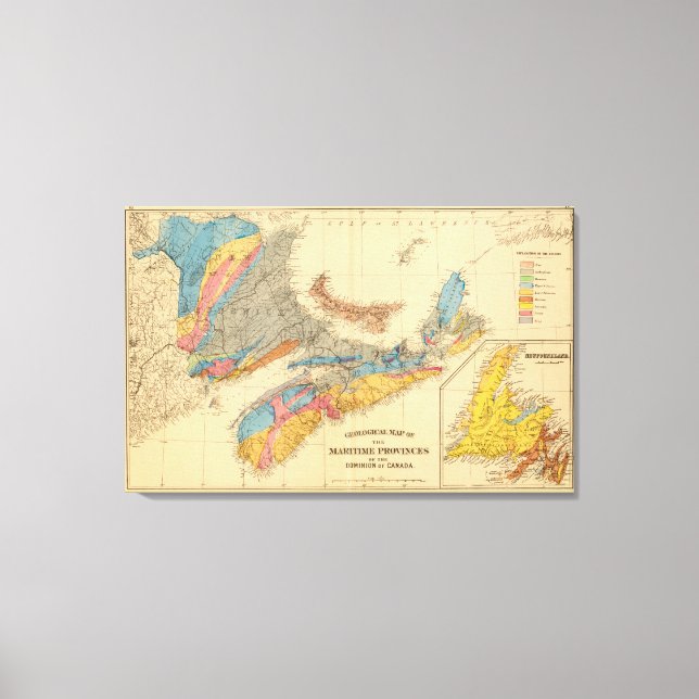 Impressão Em Tela Mapa geológico, províncias marítimas (Frente)