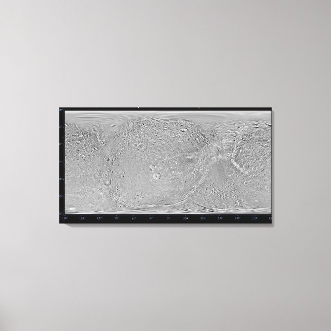 Impressão Em Tela Mapa global da lua de Saturno Dione (Frente)