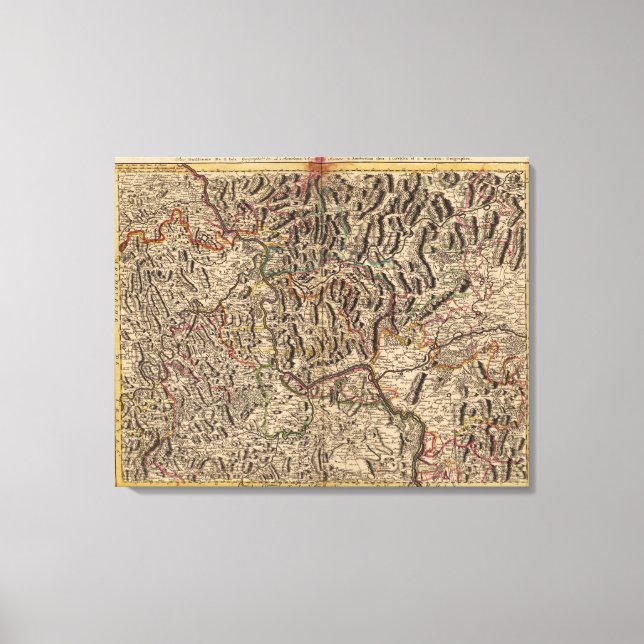 Impressão Em Tela Mapa gravado do Vale do Reno (Frente)