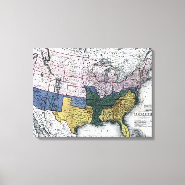 IMPRESSÃO EM TELA MAPA: GUERRA CIVIL, 1864 (Frente)