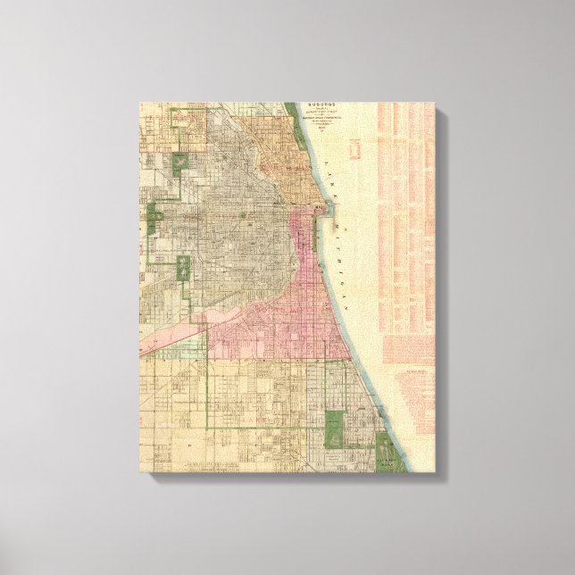 Impressão Em Tela Mapa-guia de Chicago de Blanchard 2 (Frente)