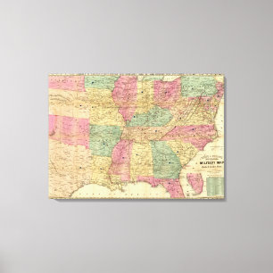 Impressão Em Tela Mapa histórico e militar dos E.U.