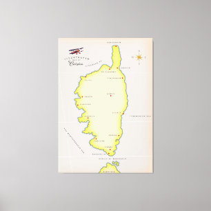 Impressão Em Tela Mapa ilustrado da Córsega