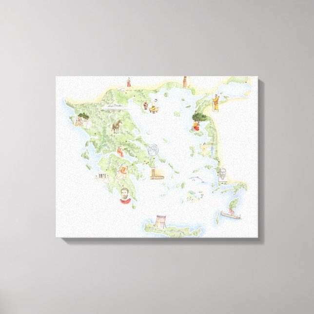Impressão Em Tela Mapa ilustrado da Grécia Antiga (Frente)