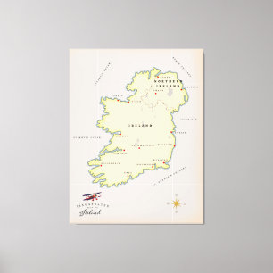 Impressão Em Tela Mapa Ilustrado da Irlanda