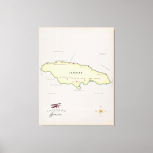 Impressão Em Tela Mapa ilustrado da Jamaica.