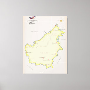 Impressão Em Tela Mapa ilustrado de Bornéu