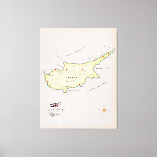Impressão Em Tela Mapa ilustrado de Chipre.