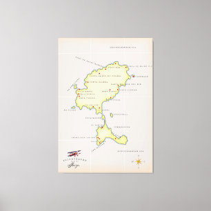 Impressão Em Tela Mapa ilustrado de Ibiza