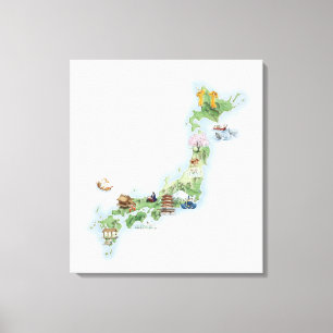 Impressão Em Tela Mapa ilustrado de Japão antigo