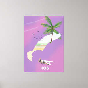 Impressão Em Tela Mapa ilustrado de Kos Grécia.