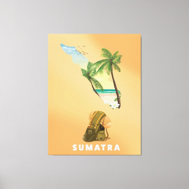Impressão Em Tela Mapa ilustrado de Sumatra pôster de viagem (Frente)